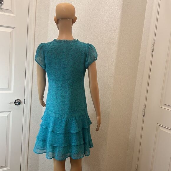 Crew clothing Size 6 Floral Square Lace Neck Short Sleeve Button Ruffle Lined - Picture 6 of 10